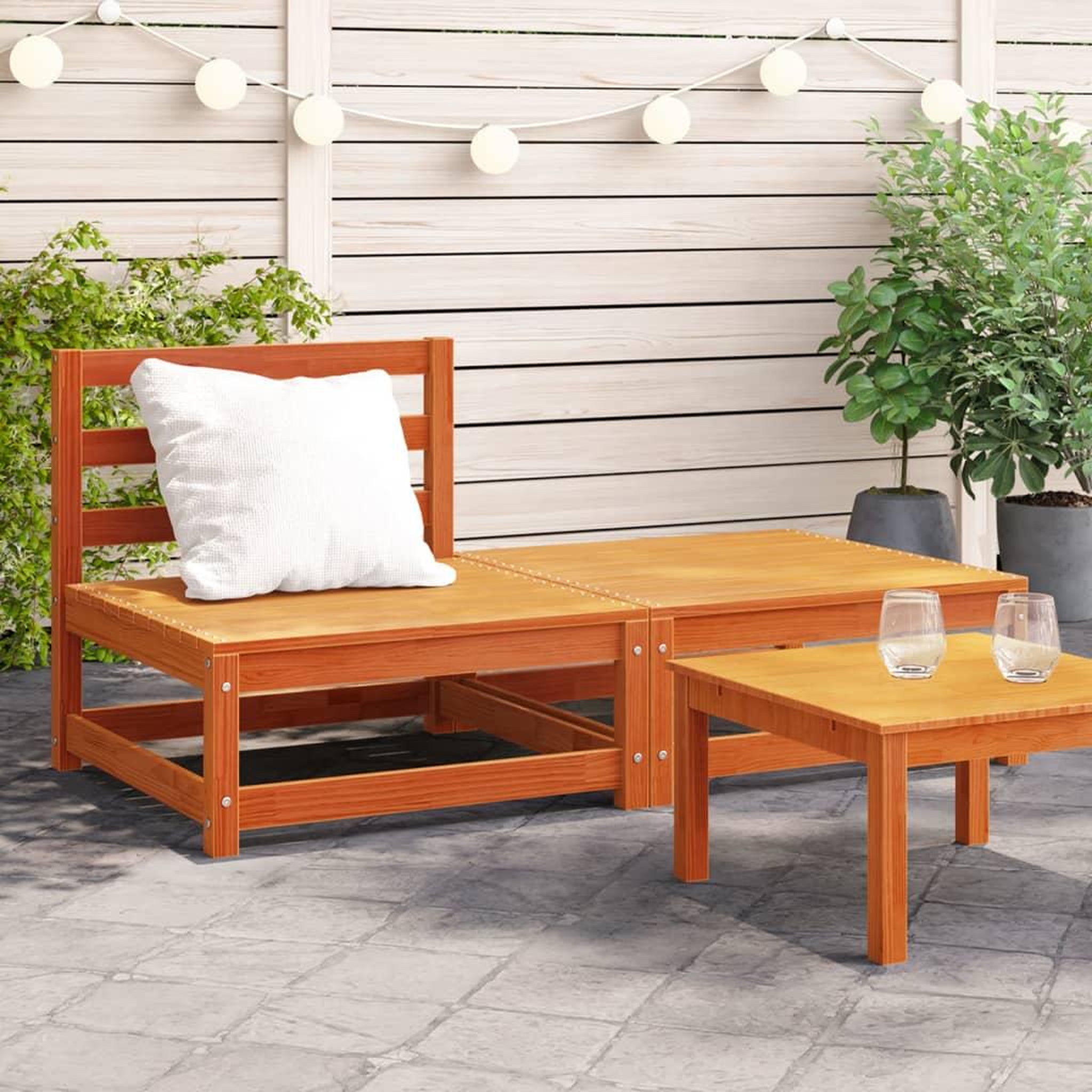 VIDAXL Canape de jardin sans accoudoirs repose-pieds bois pin massif