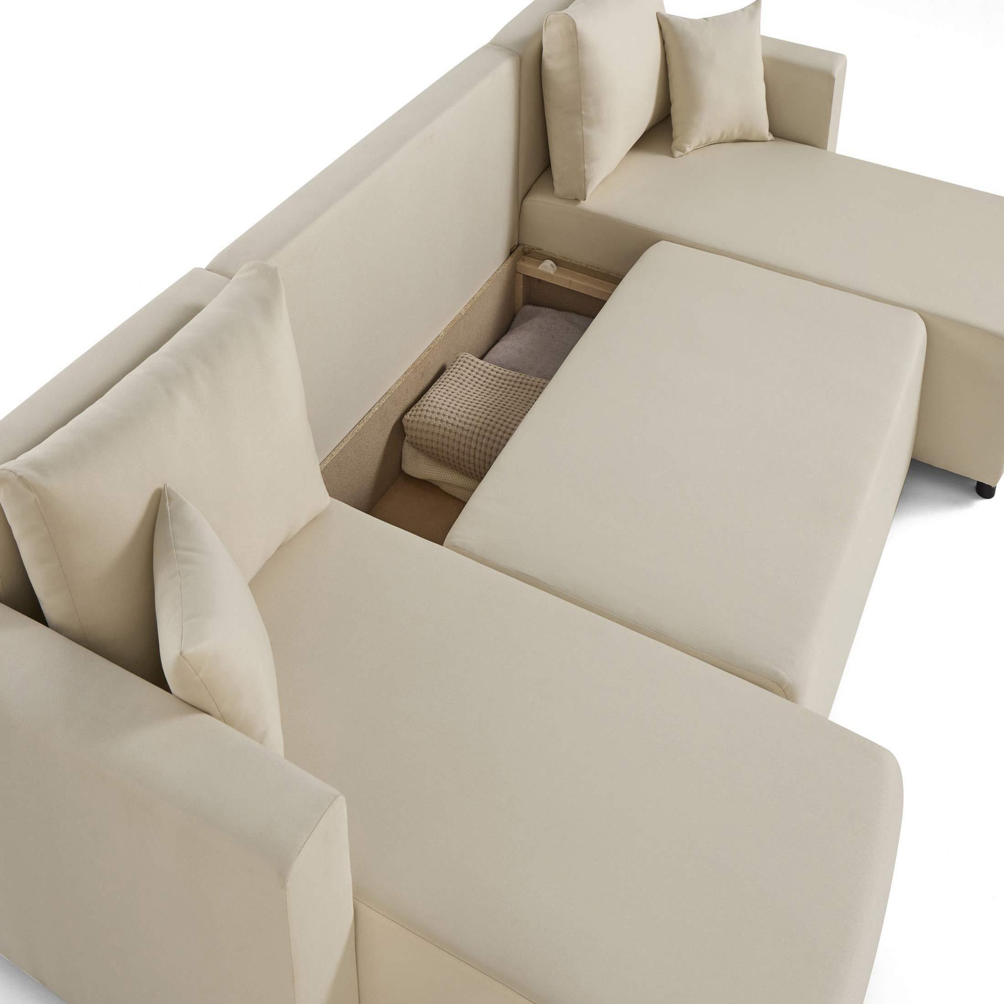 Voir la diapositive 4 : BEST MOBILIER Regala - canapé panoramique - 7 places - convertible avec coffre - en tissu