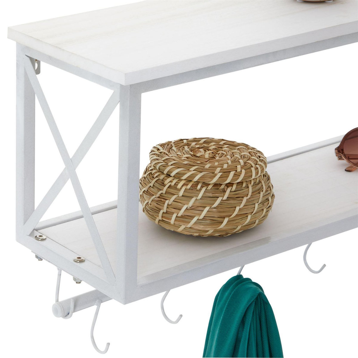 IDIMEX Porte-manteaux mural ARMANDO, avec 2 étagères en bois et cadre en métal