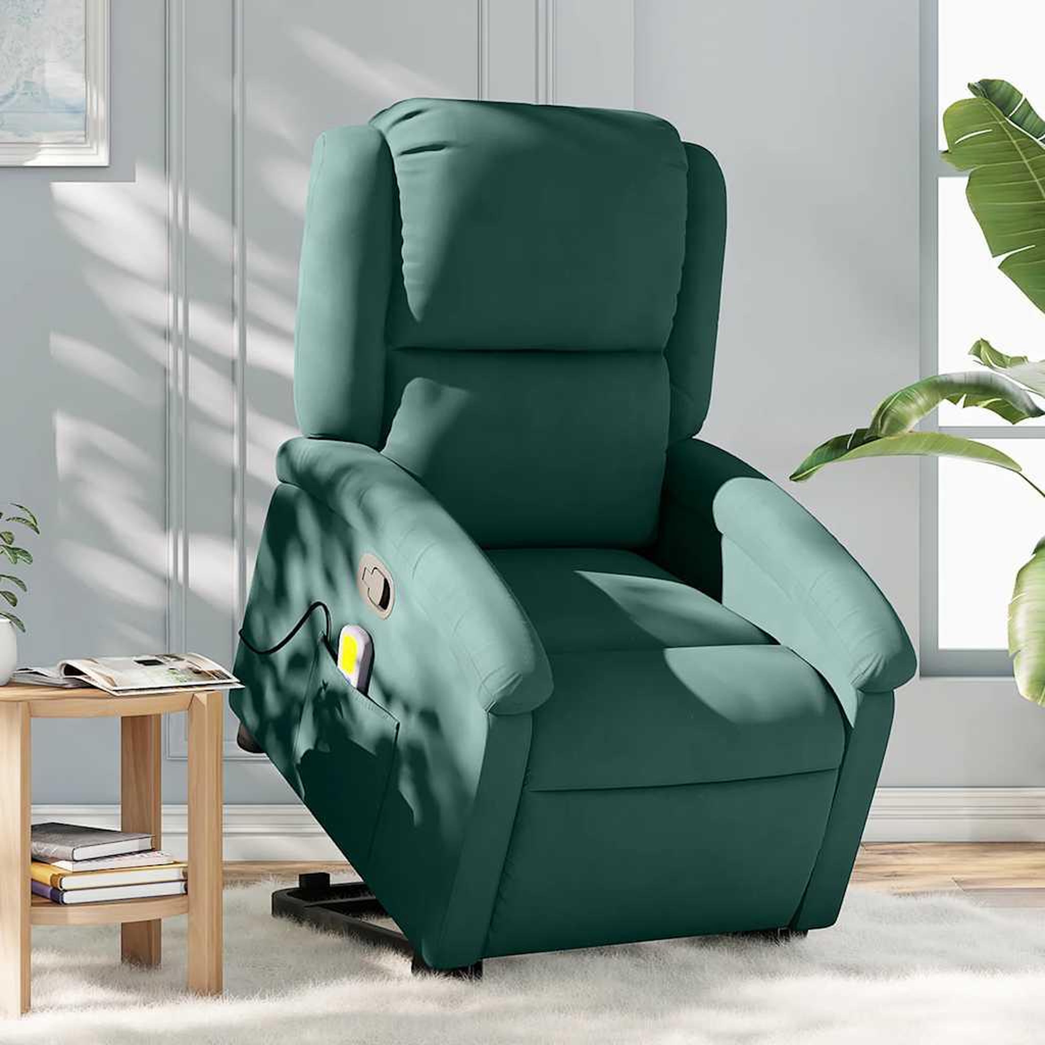 VIDAXL Fauteuil de massage inclinable Vert fonce Velours
