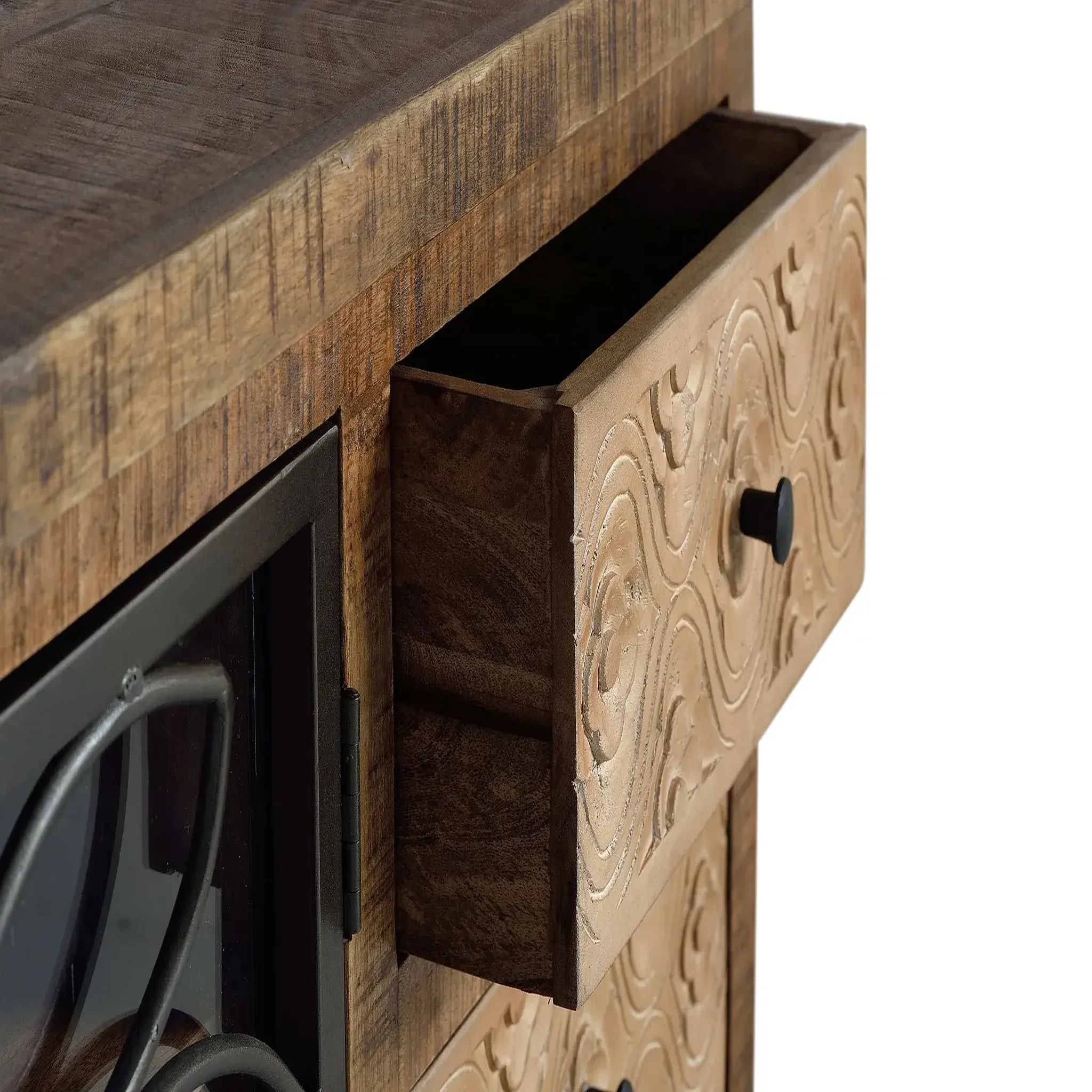 Voir la diapositive 4 : GINER Y COLOMER SL Meuble tv en bois de manguier 170 cm style industriel moderne