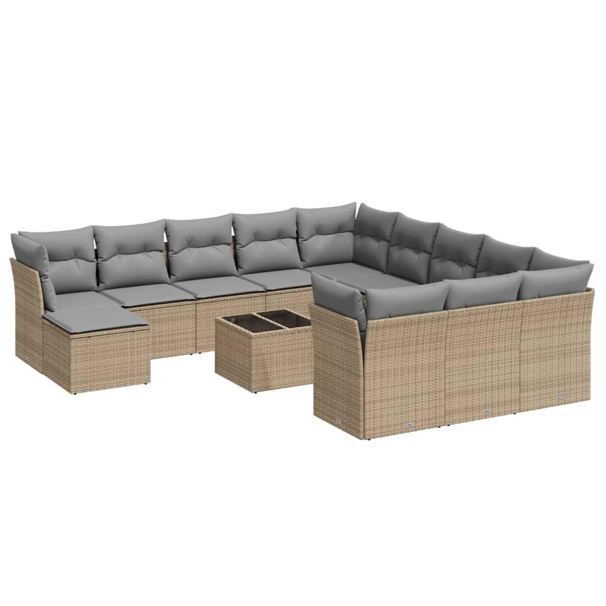 Voir la diapositive 2 : VIDAXL Salon de jardin avec coussins 13 pcs beige resine tressee