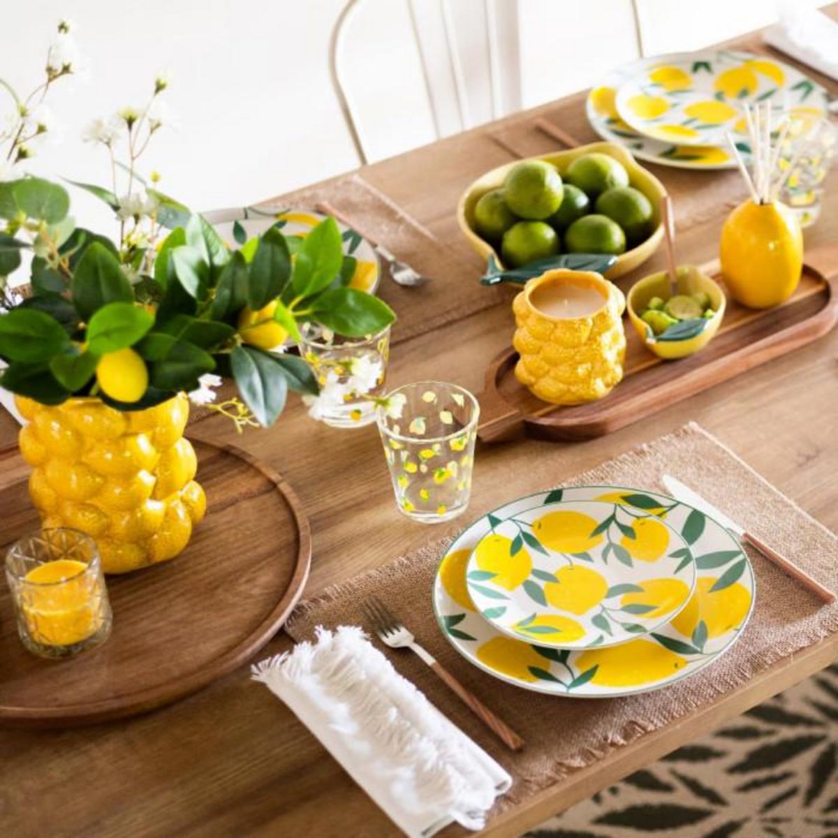 SECRET DE GOURMET Lot de 6 Assiettes à Dessert  Citrons  19cm Multicolore