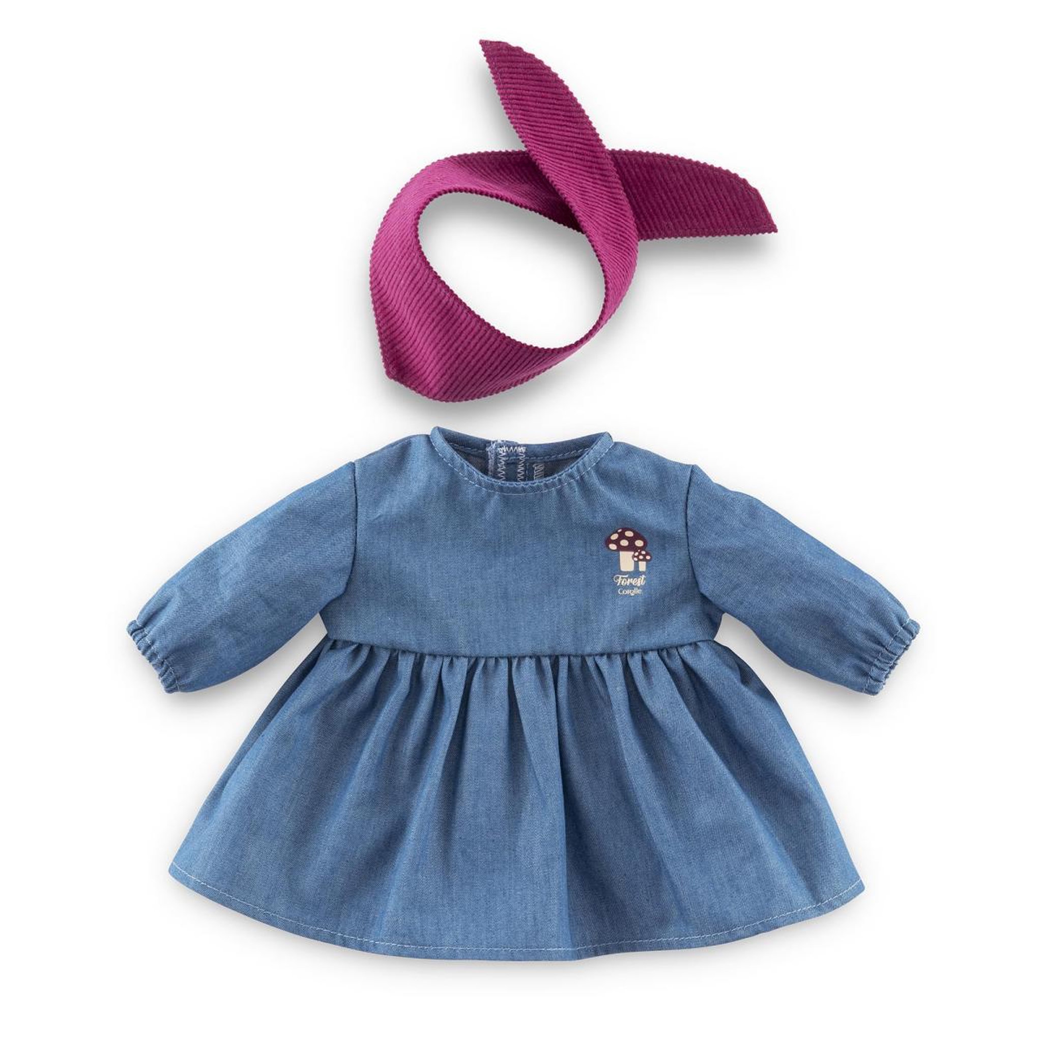 Corolle Robe en Jean Manches Longues et Foulard pour poupon 36 cm