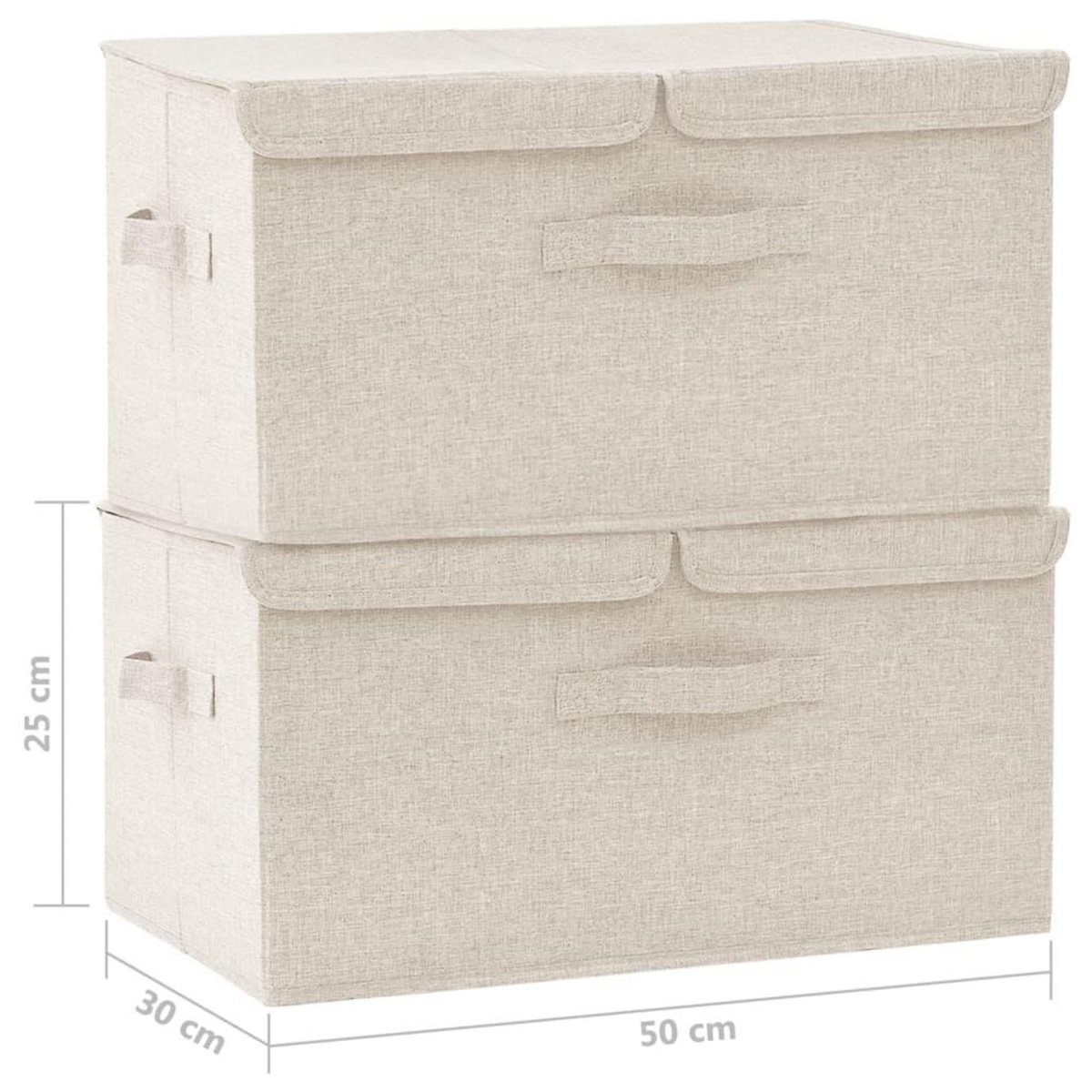 VIDAXL Boîtes de rangement 2 pcs Tissu 50x30x25 cm Creme