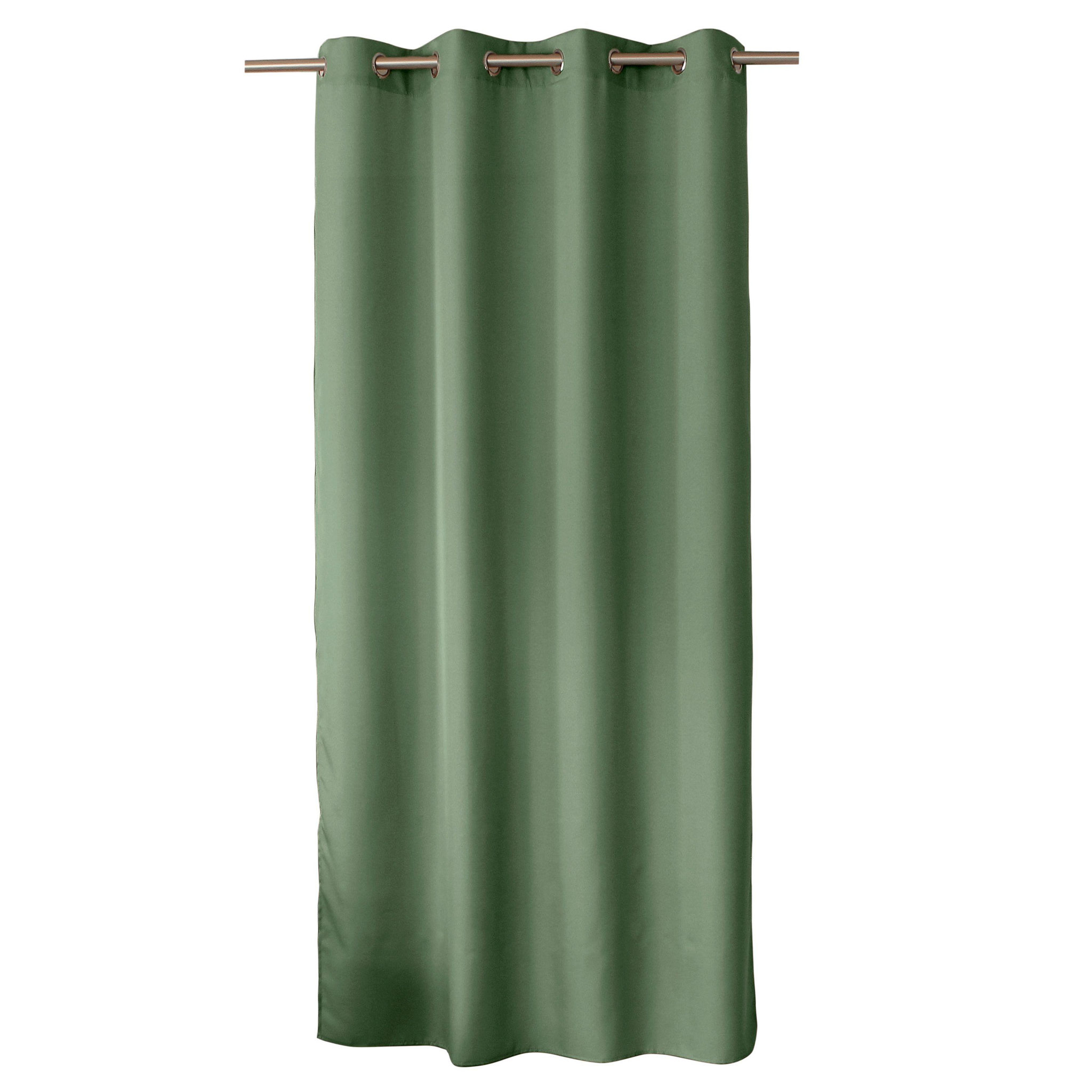 TOILINUX Rideau en toile unie Basic à 8 œillets - 140 x 240 cm - Vert argile. Coloris disponibles : Orange