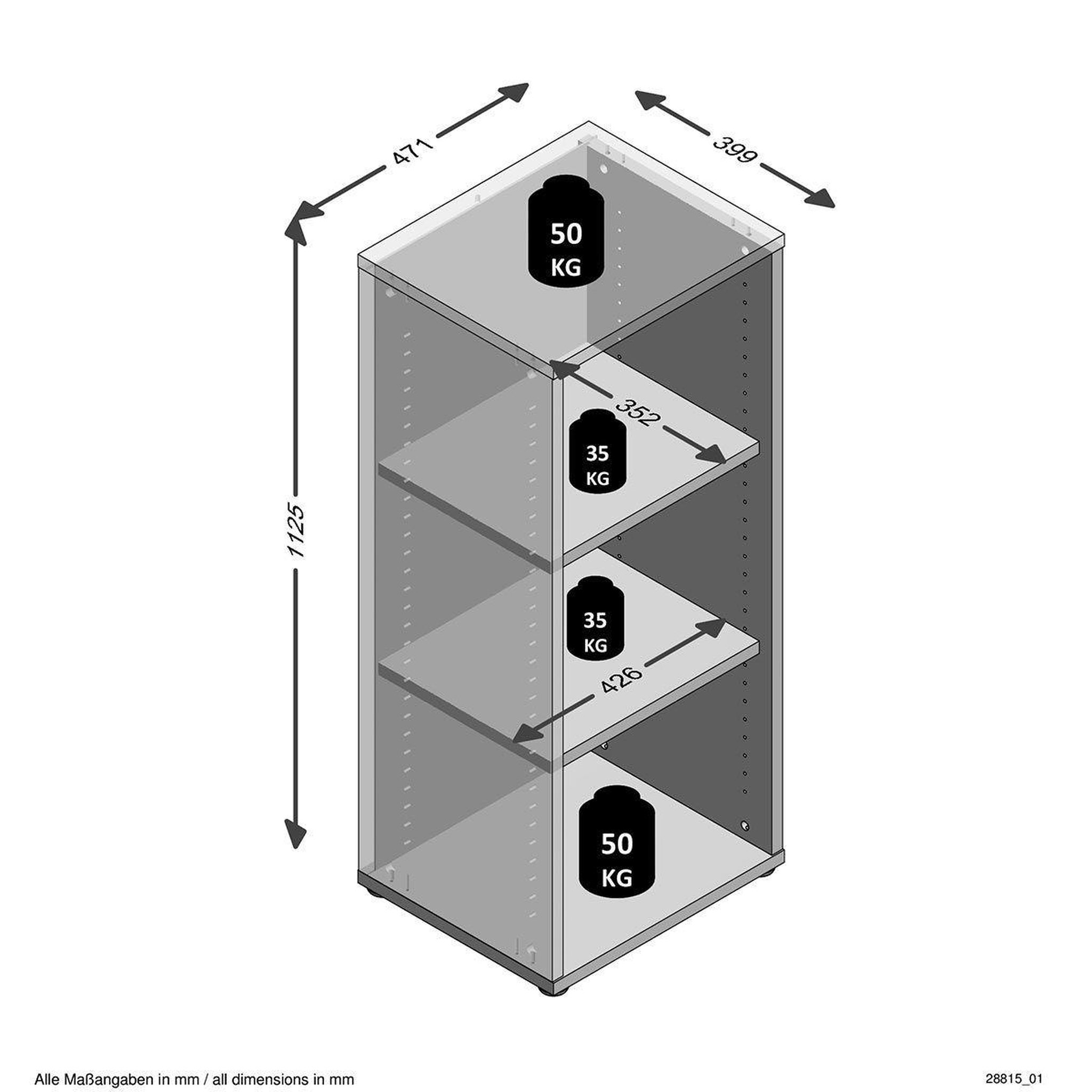 Voir la diapositive 4 : Paris Prix Étagère 3 Niveaux  Kazed  113cm Blanc