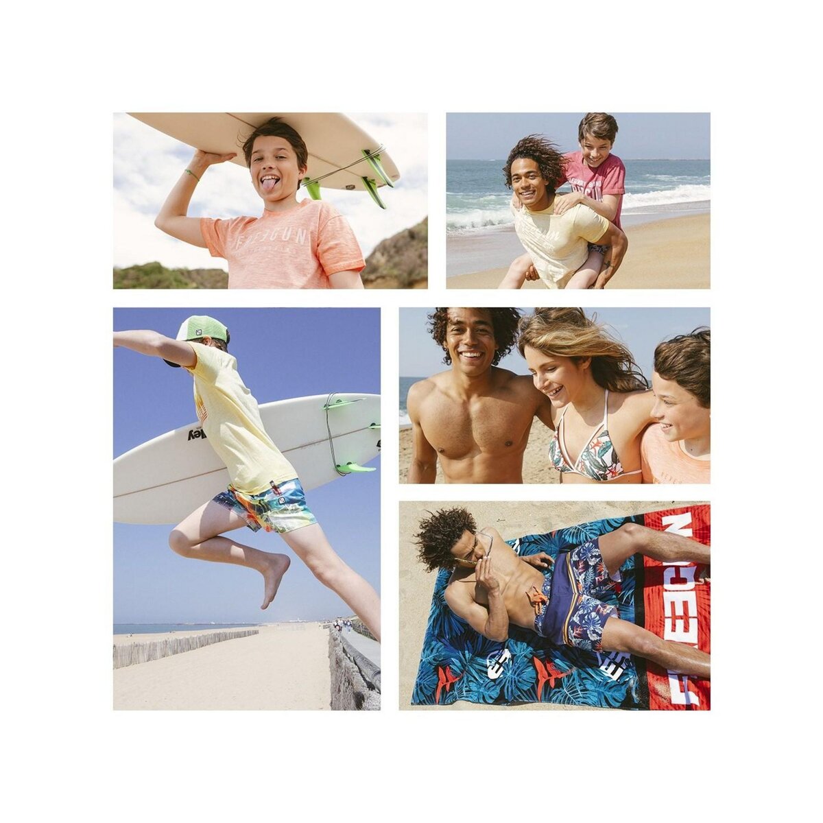 FREEGUN Boardshort court garçon avec ceinture demi-élastiquée