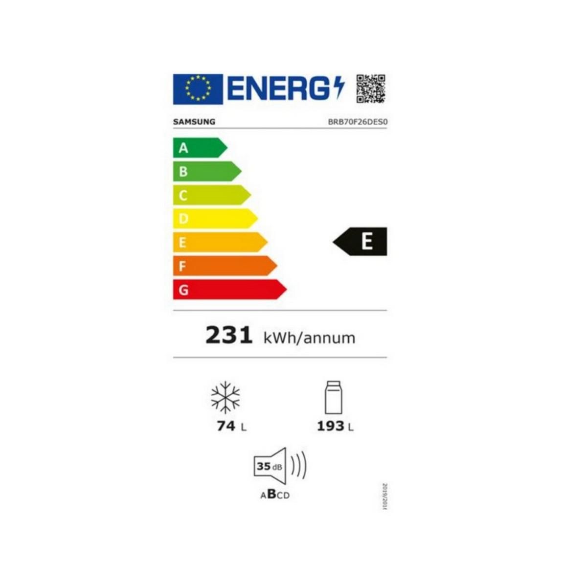 Samsung Réfrigérateur combiné intégrable à glissières 267l nofrost - BRB70F26DES0