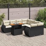 VIDAXL Salon de jardin 9 pcs avec coussins noir resine tressee