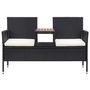 Voir la diapositive 2 : VIDAXL Banc de jardin 2places et table a the 143cm Resine tressee Noir