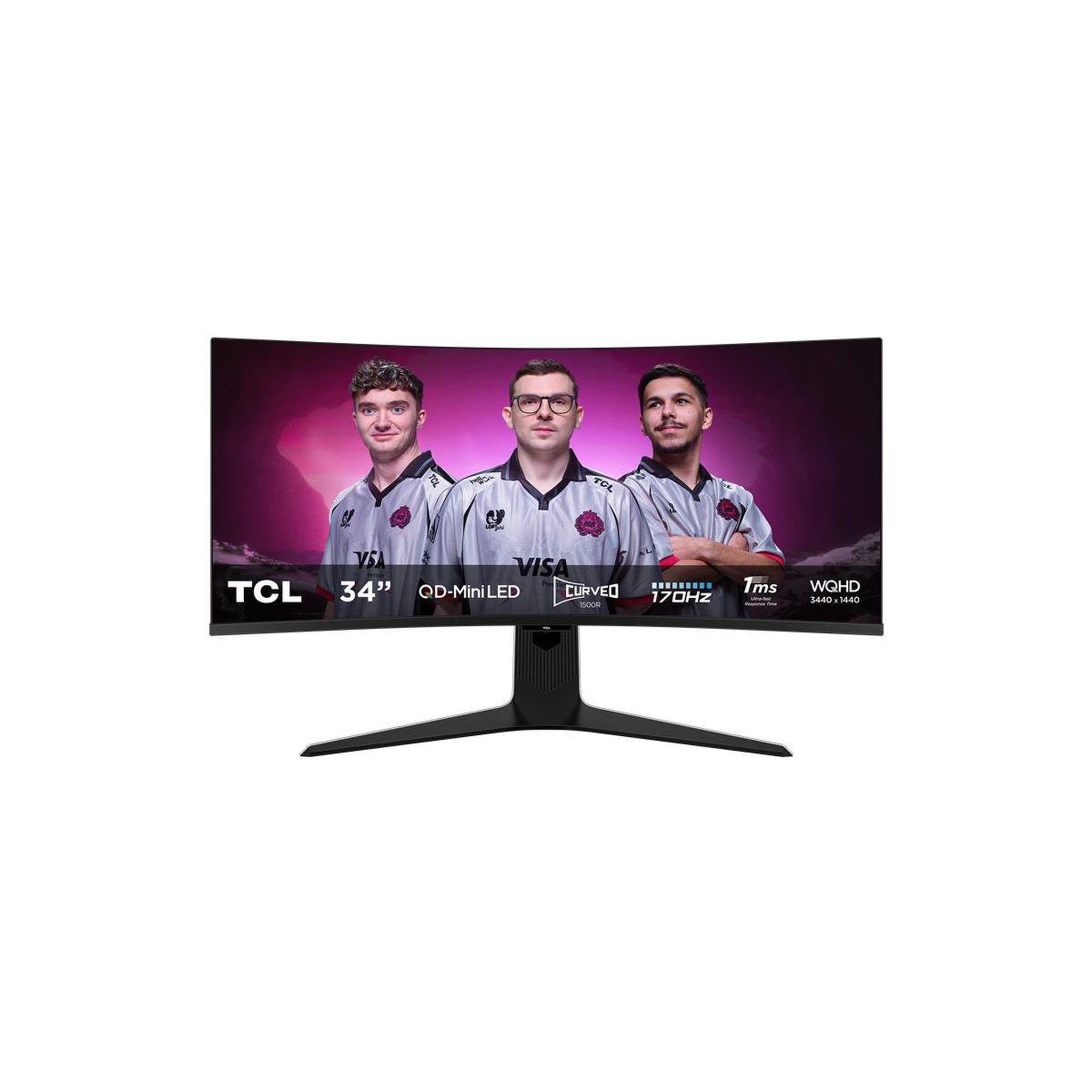 TCL Ecran pc gamer 34r83q 34  incurvé wqhd 170hz va miniled hdr 1400 hdmi 2.1 amd freesync