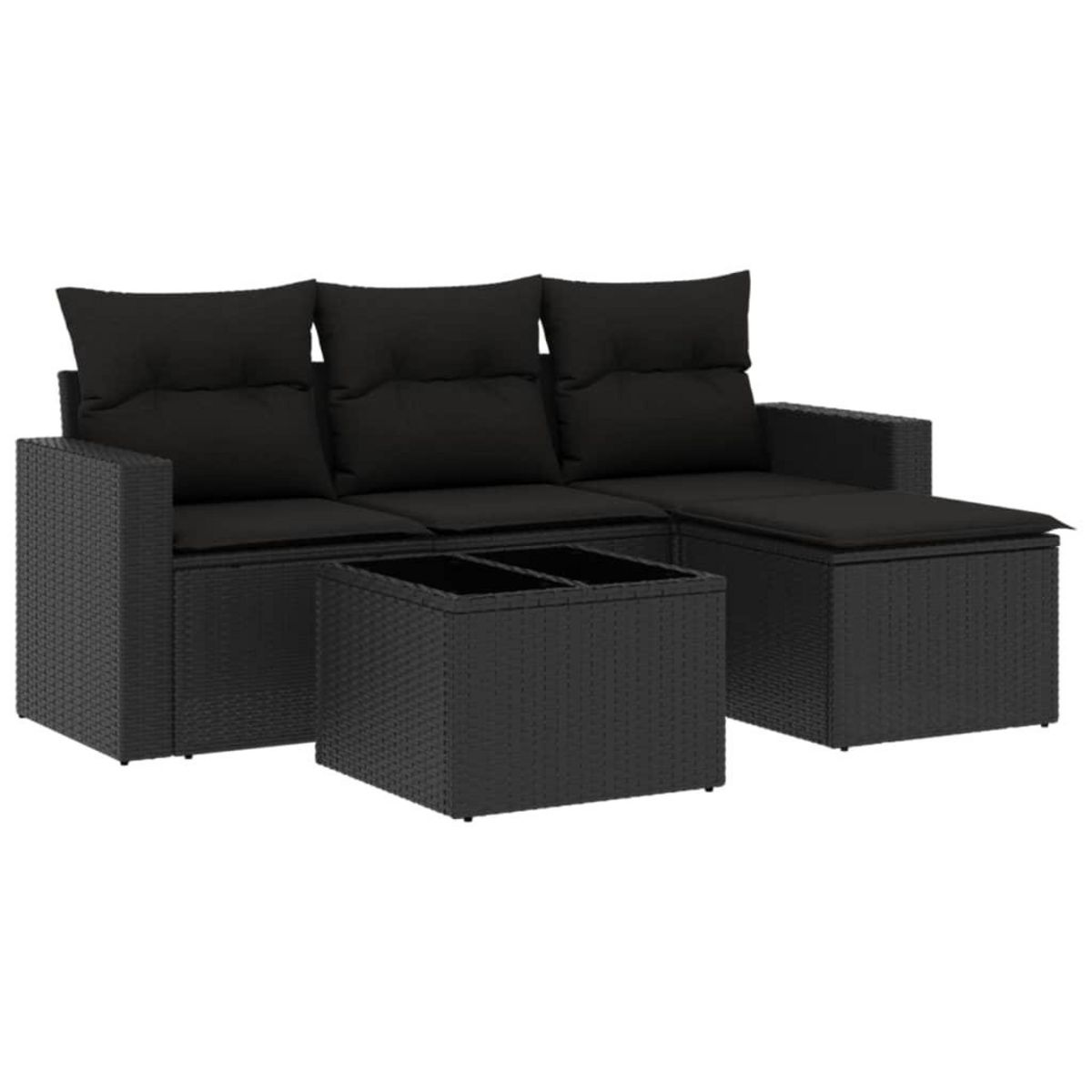 VIDAXL Salon de jardin 5 pcs avec coussins noir resine tressee
