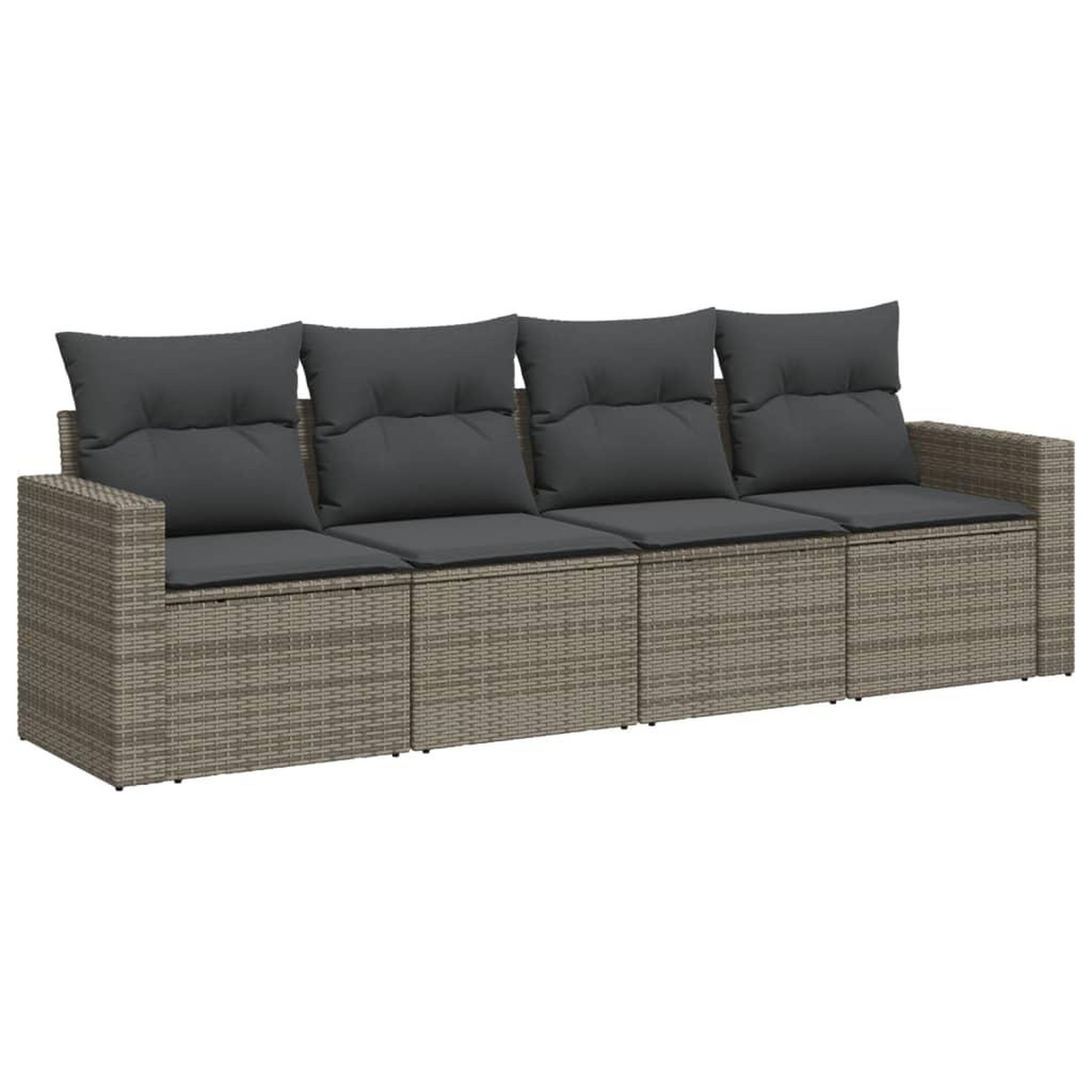 Voir la diapositive 2 : VIDAXL Salon de jardin 4 pcs avec coussins gris resine tressee
