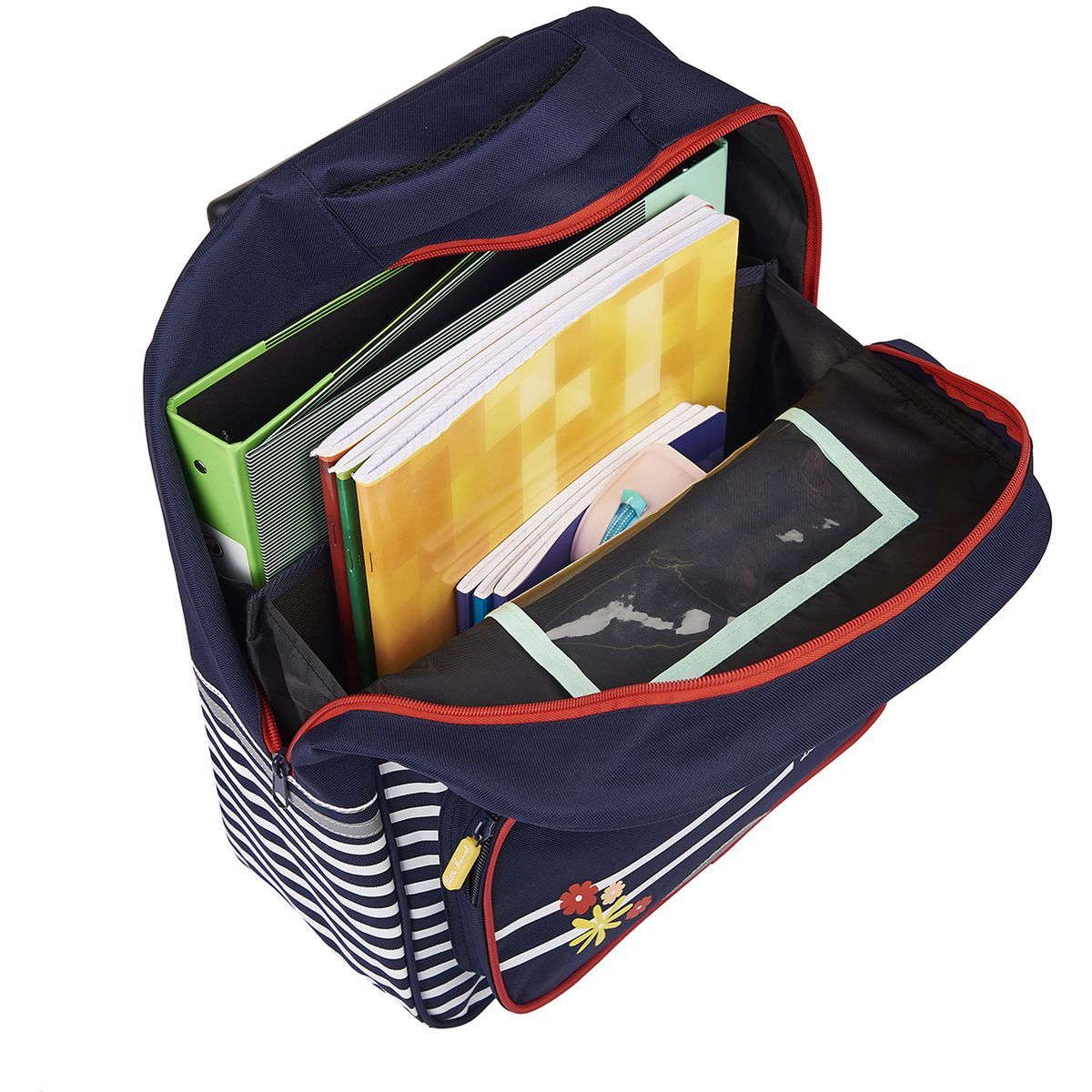 little marcel Sac à dos à roulettes bleu avec rayures blanches