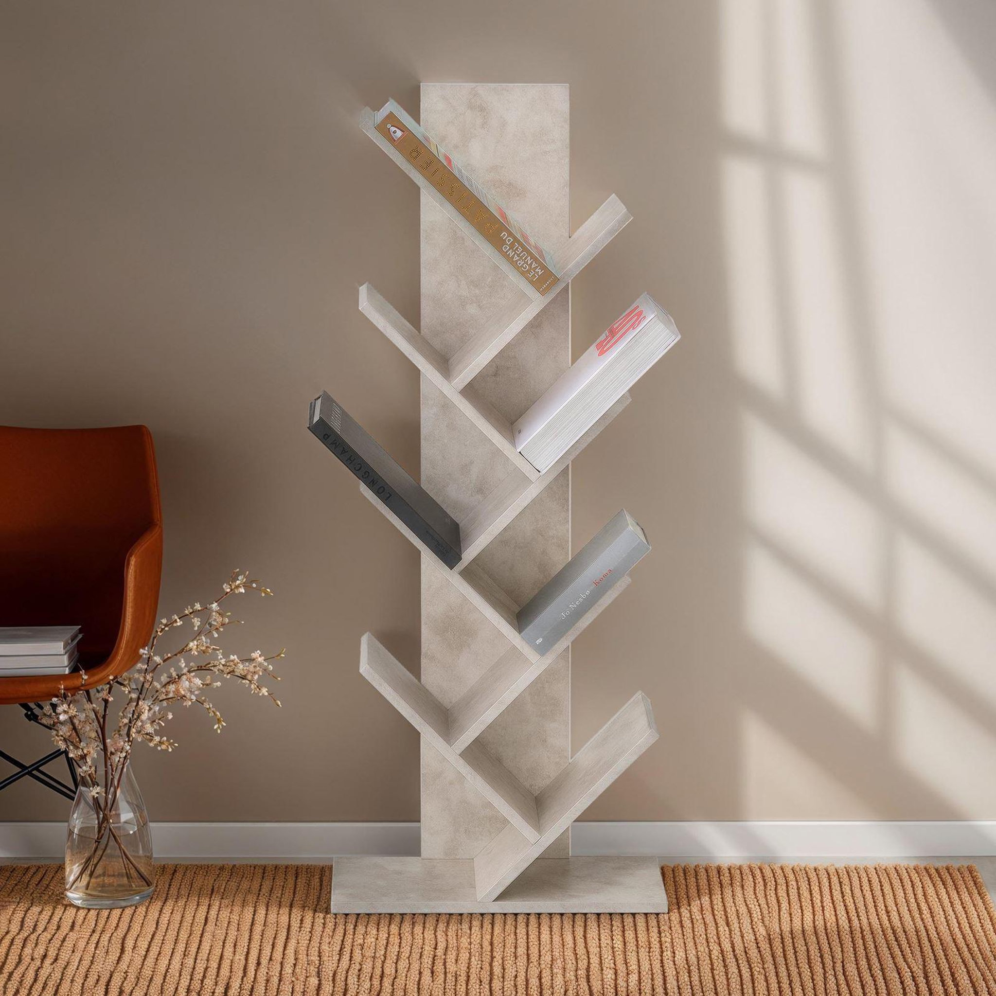 Voir la diapositive 2 : IDIMEX Étagère JULES en forme d'arbre, en bois