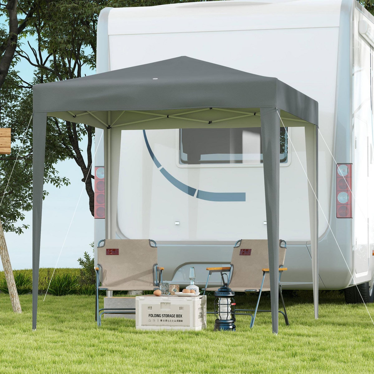 OUTSUNNY Tonnelle de jardin tente pliante barnum pop-up 2 x 2 m 4 parois latérales amovibles 2 fenêtres sac de transport gris