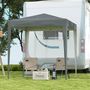 Voir la diapositive 4 : OUTSUNNY Tonnelle de jardin tente pliante barnum pop-up 2 x 2 m 4 parois latérales amovibles 2 fenêtres sac de transport gris
