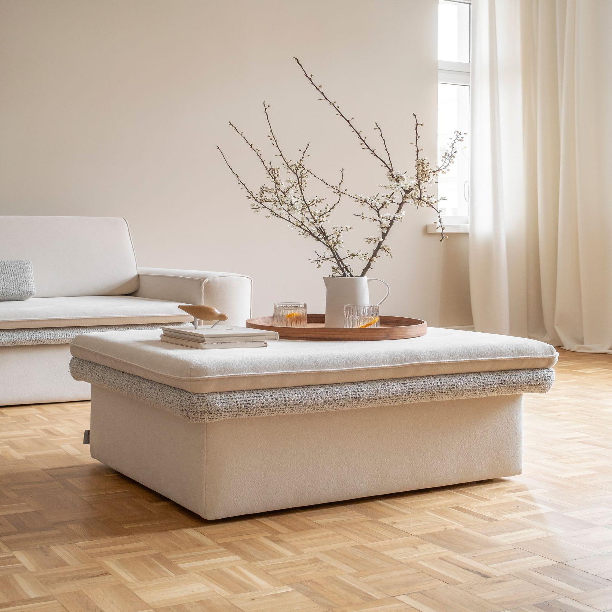 Voir la diapositive 4 : BEST MOBILIER Wilson - pouf avec rangement en tissu et tissu texturé