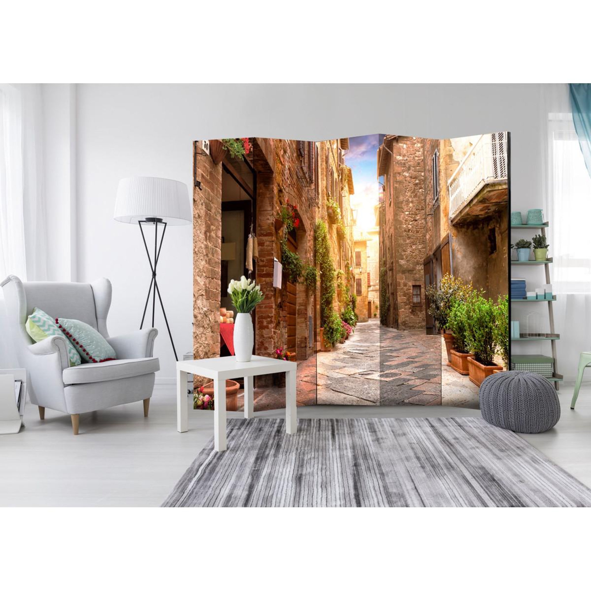 Voir la diapositive 2 : Paris Prix Paravent 5 volets  colourful street in tuscany  172x225cm