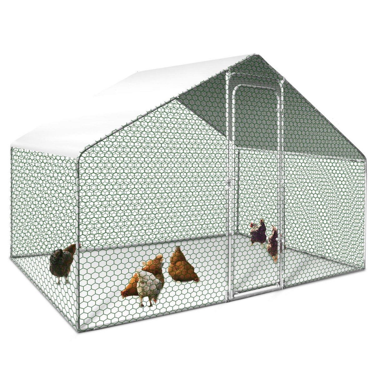 ID MARKET Enclos poulailler 3 m² parc grillagé 2,20x1,4 M acier galvanisé