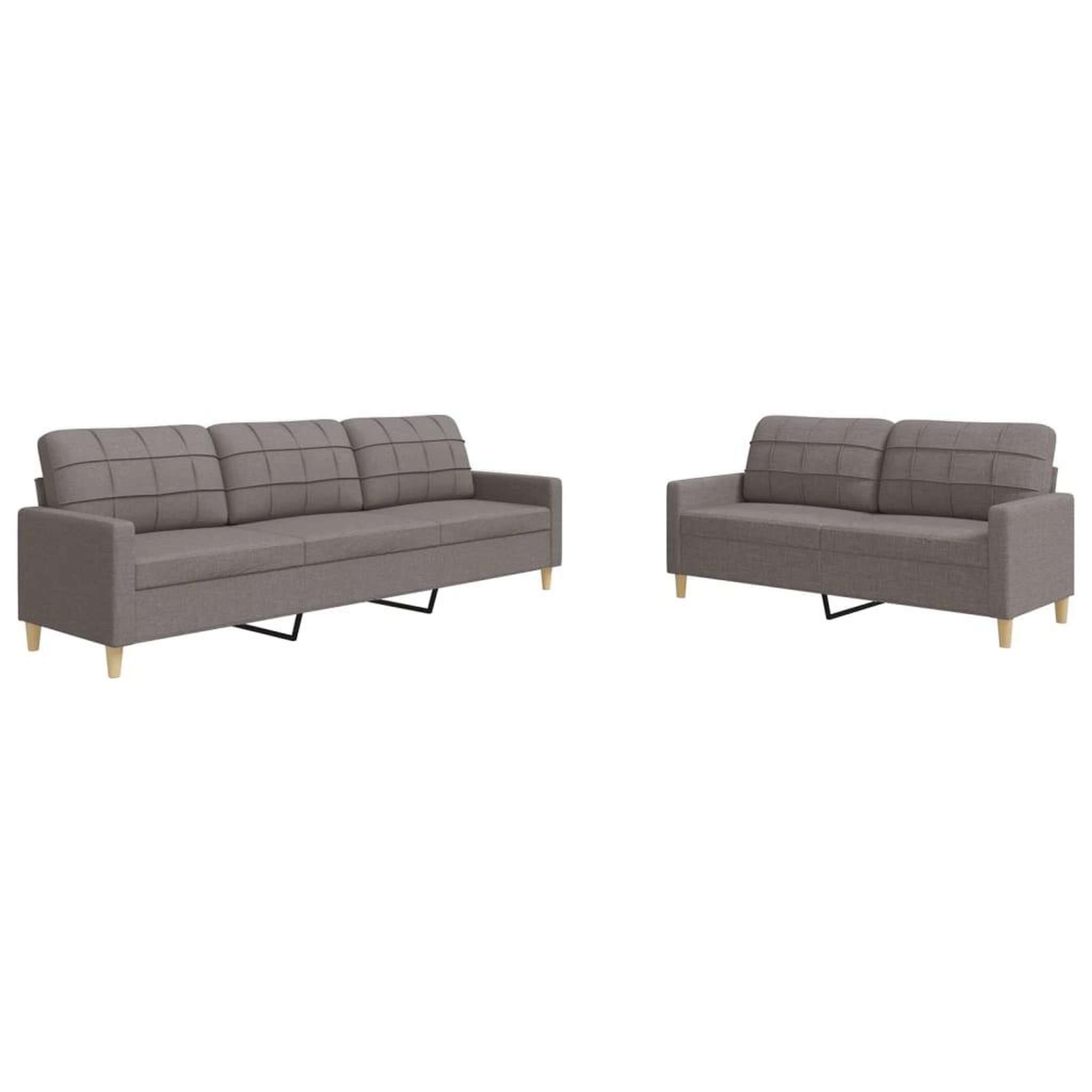 Voir la diapositive 2 : VIDAXL Ensemble de canapes 2 pcs taupe tissu