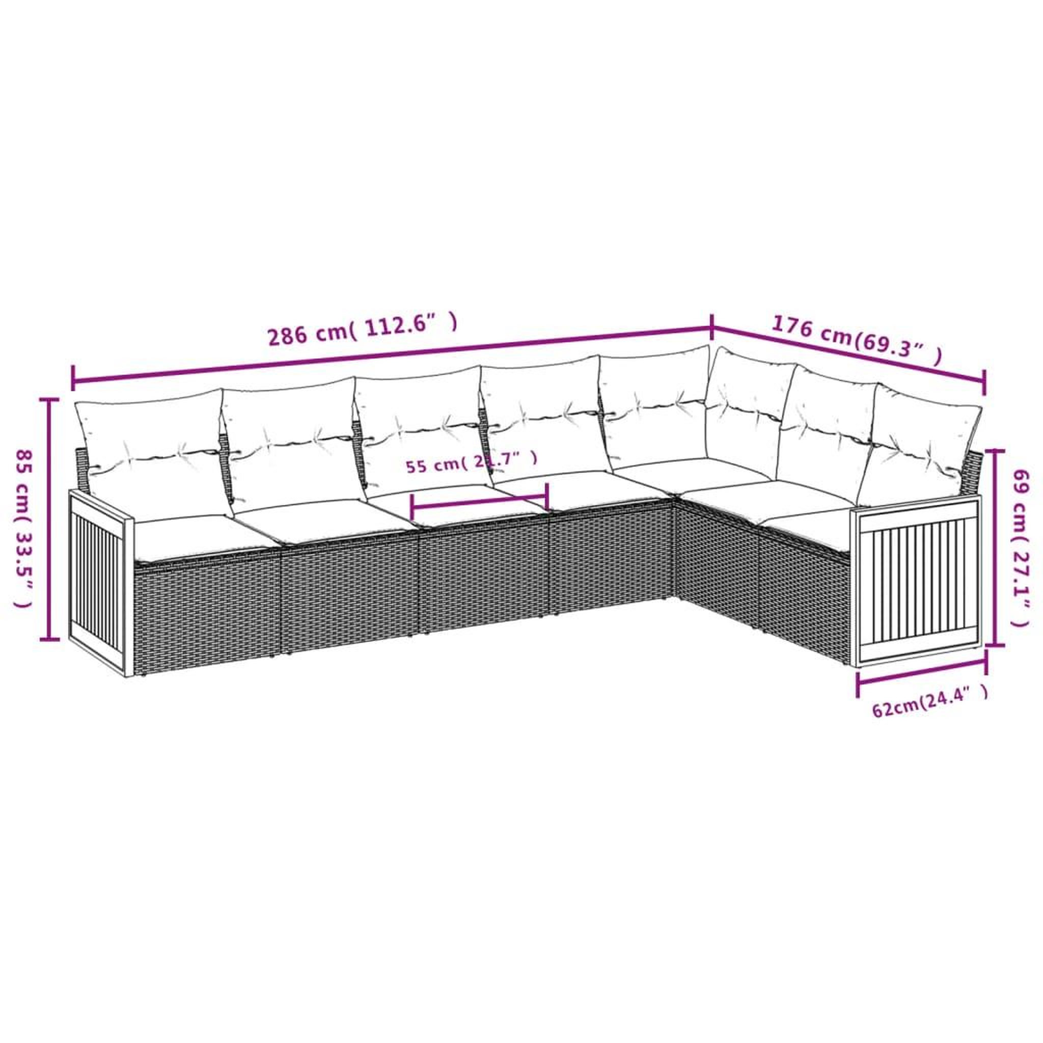 Voir la diapositive 6 : VIDAXL Salon de jardin 7 pcs avec coussins noir resine tressee