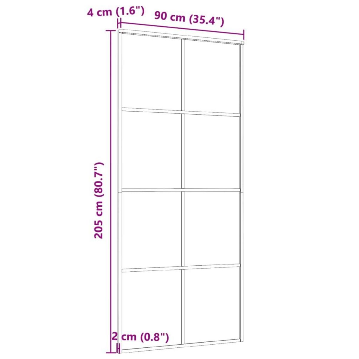 VIDAXL Porte coulissante Aluminium et verre ESG 90x205 cm Noir