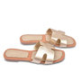 Voir la diapositive 3 : OZABI OZABI Sandales Slide H-Strap Cuir Synthétique Or Noir