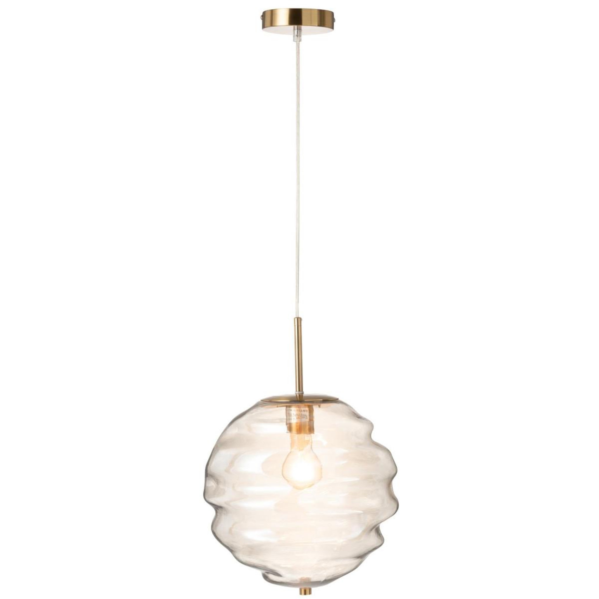 Voir la diapositive 2 : J-LINE Lampe Suspension en Verre  Ruche  34cm Cognac Clair