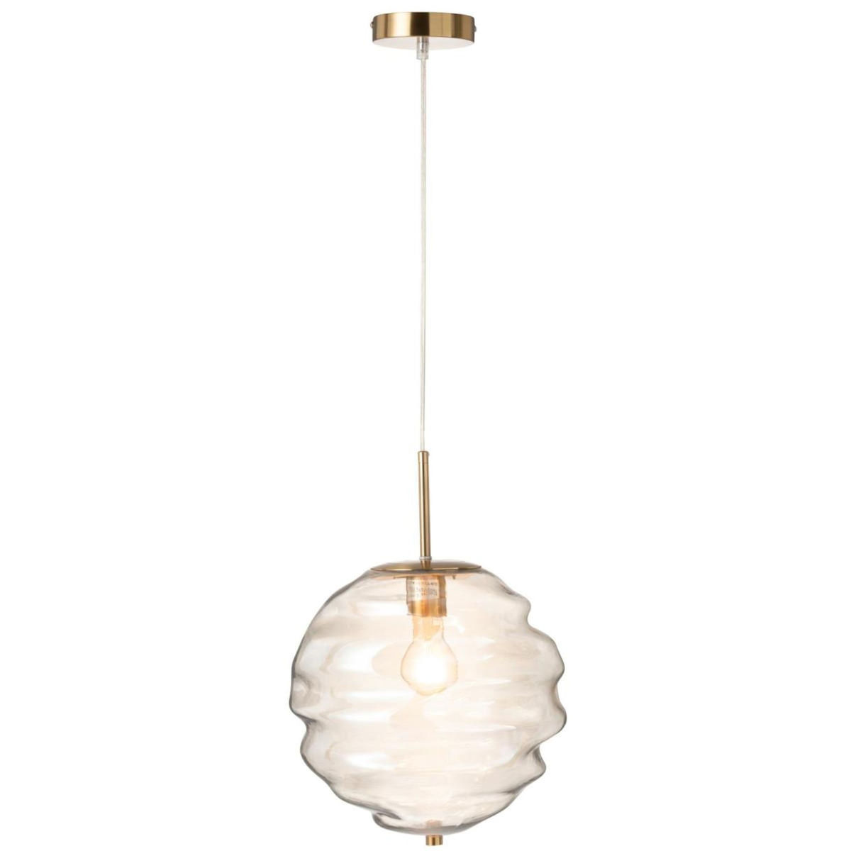 Paris Prix Lampe Suspension en Verre  Ruche  34cm Cognac Clair