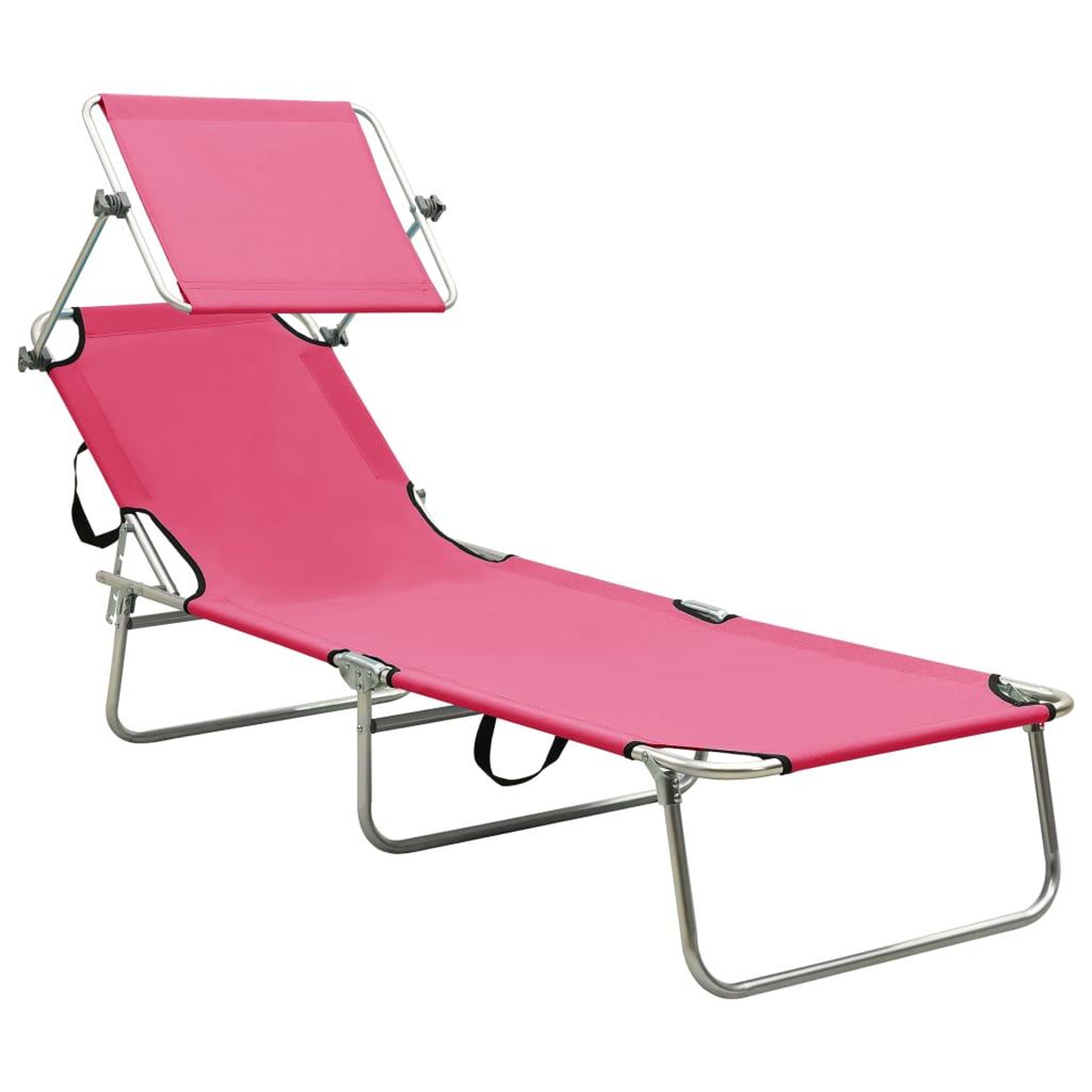 Voir la diapositive 2 : VIDAXL Chaise longue pliable avec auvent Rose Aluminium