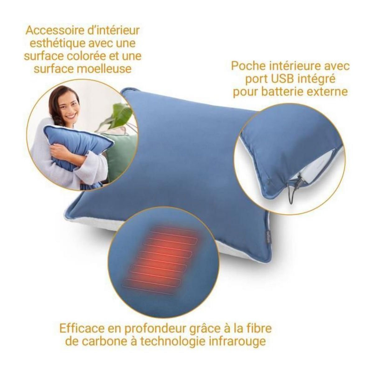 Medisana Coussin chauffant sans fil - MEDISANA - HC 150 - 10 W - Double face bleu et blanc polaire
