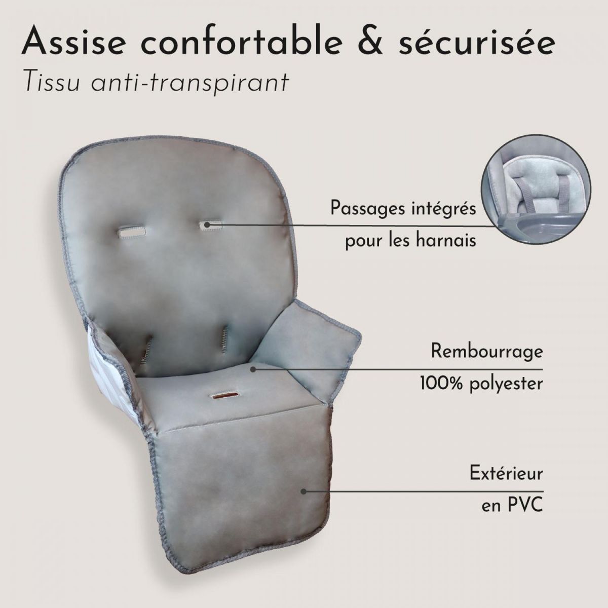Monsieur Bébé Housse d'assise pour chaise haute bébé enfant gamme Ptit - Cléo