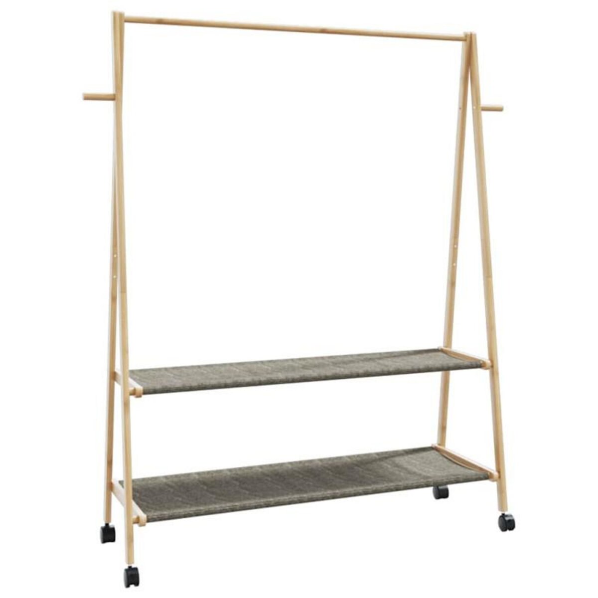 VIDAXL Porte vêtements et étagères roulettes 132x45,5x155,5cm bambou