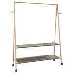 VIDAXL Porte vêtements et étagères roulettes 132x45,5x155,5cm bambou