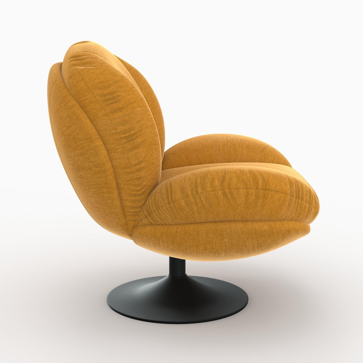 Rendez vous déco Fauteuil pivotant en tissu effet velours jaune moutarde-Ricci