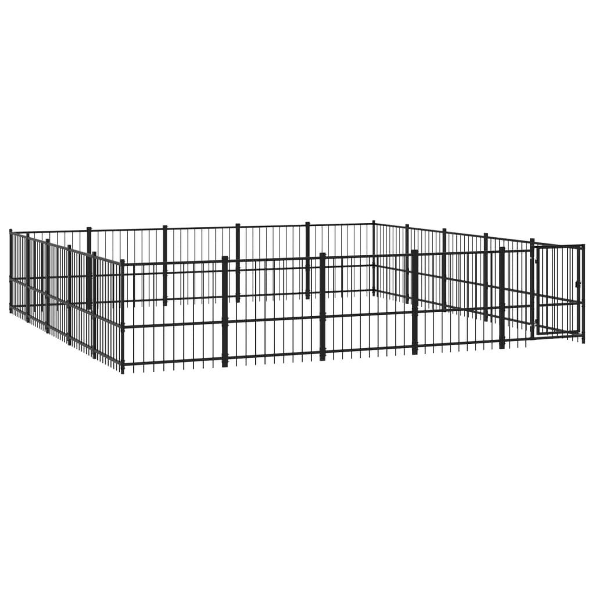 Voir la diapositive 2 : VIDAXL Chenil d'exterieur pour chiens Acier 23,52 m²
