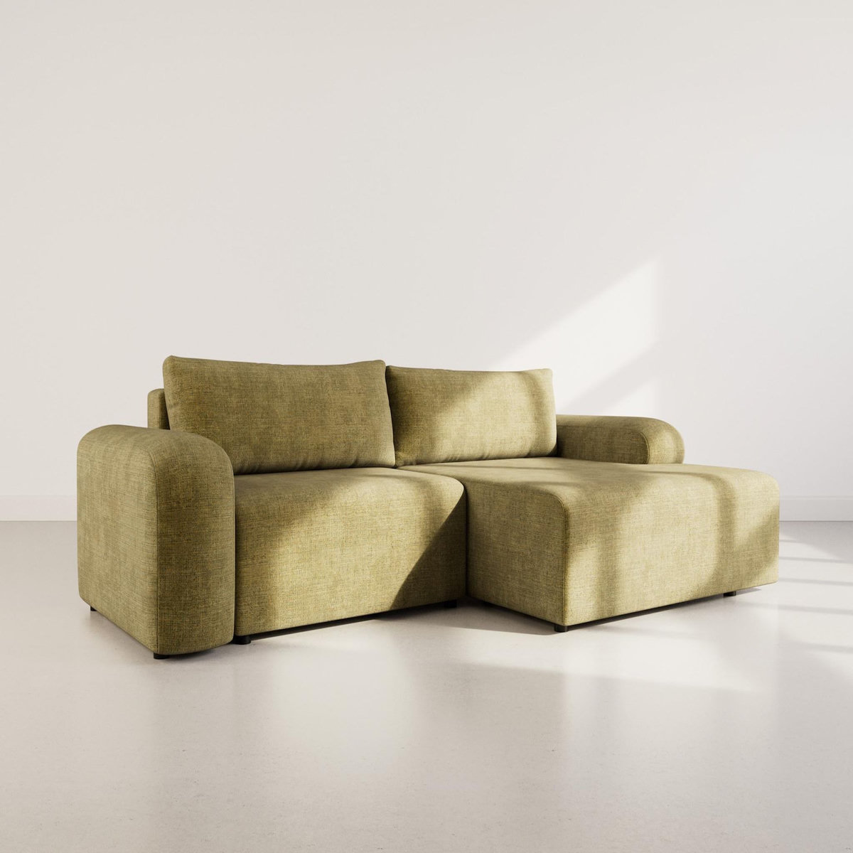 BEST MOBILIER Rebecca - canapé d'angle droit 4 places convertible avec coffre en velours texturé