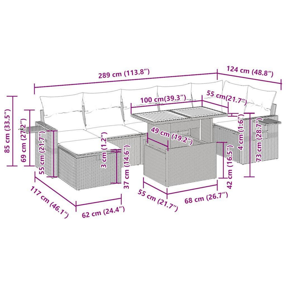 VIDAXL Salon de jardin 5 pcs avec coussins noir resine tressee acacia