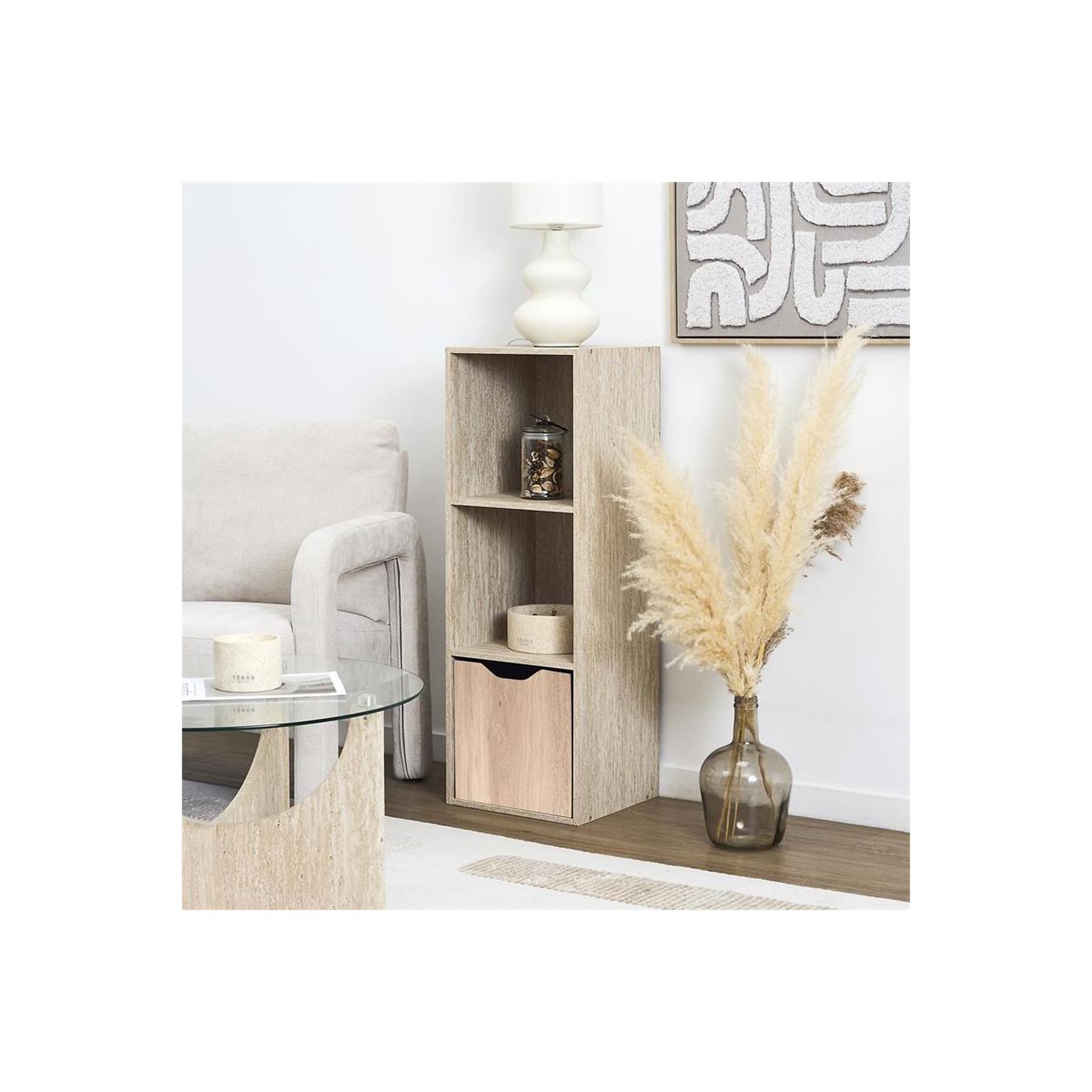 Voir la diapositive 4 : The Home Deco Factory Boîte de rangement effet bois  pietra  30cm beige