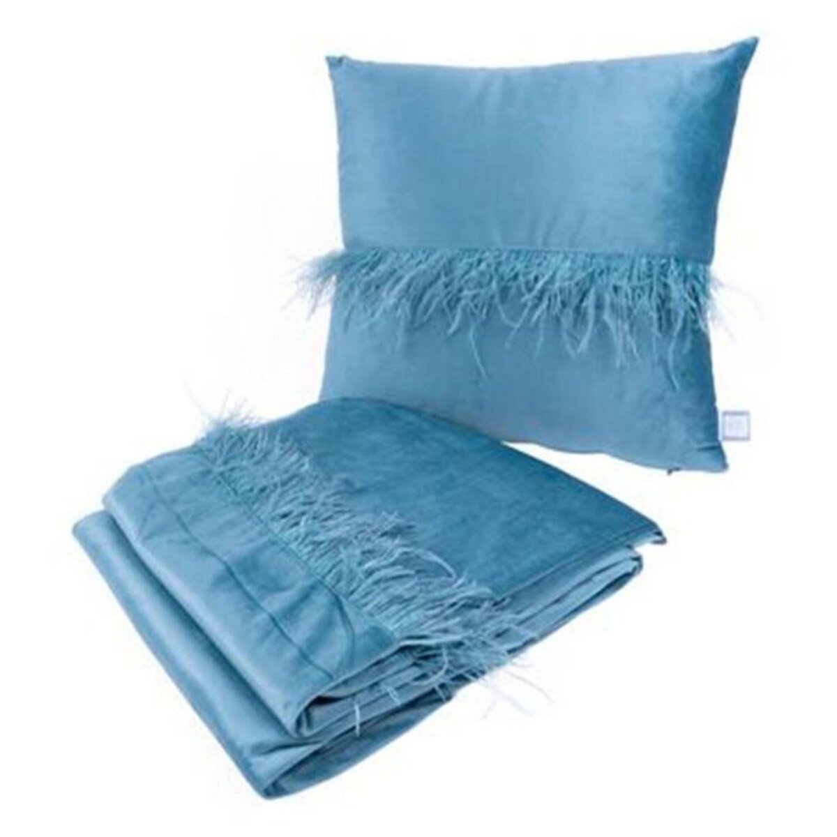 Paris Prix Ensemble Coussin & Plaid  Palmira  130x170cm Bleu