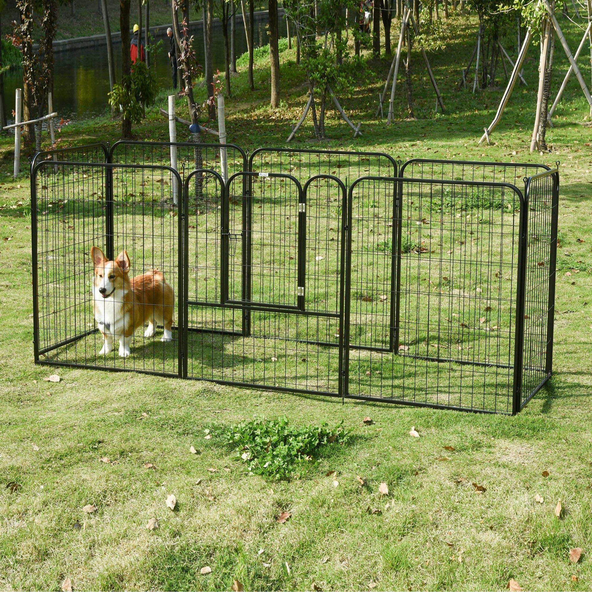Voir la diapositive 5 : PAWHUT Luxe parc enclos modulable pour chien 8 panneaux porte verrouillable acier époxy noir