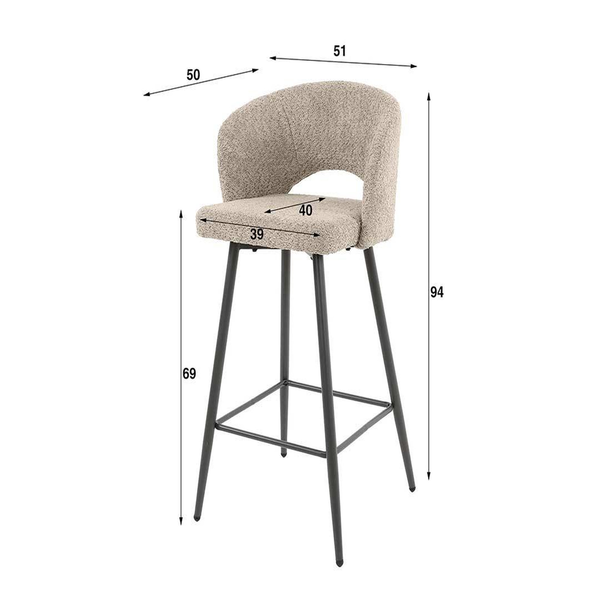 Voir la diapositive 5 : LISA DESIGN Pattaya - lot de 2 tabourets de bar - en tissu bouclette sable
