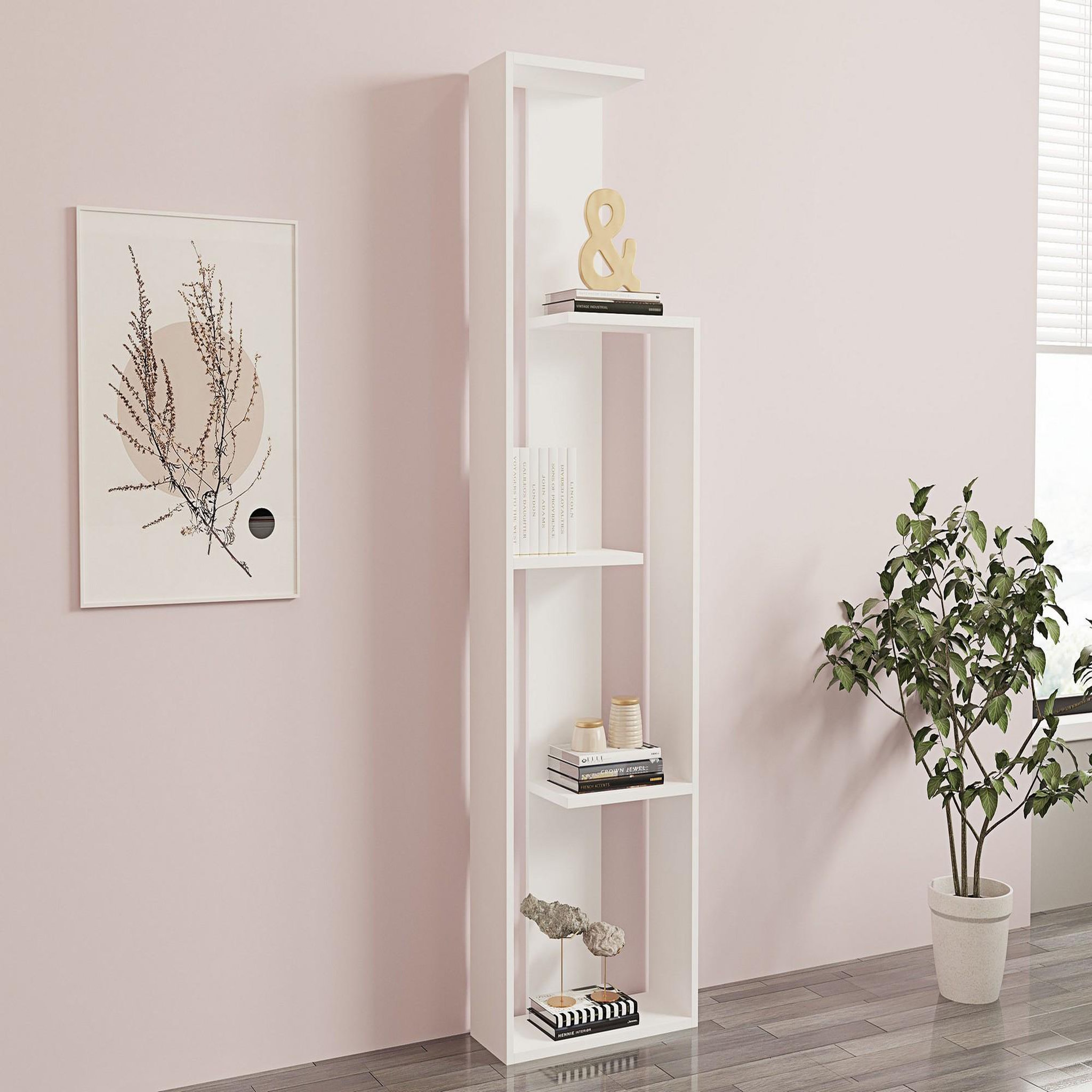 Voir la diapositive 2 : Habitat et Jardin Bibliothèque en bois  Wand  - 50 x 19 x 160 cm - Blanc