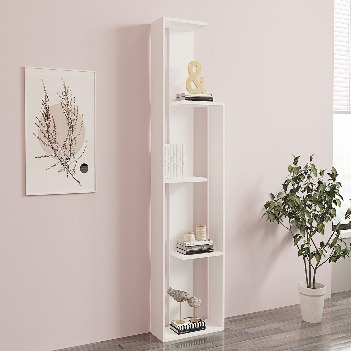 Habitat et Jardin Bibliothèque en bois  Wand  - 50 x 19 x 160 cm - Blanc