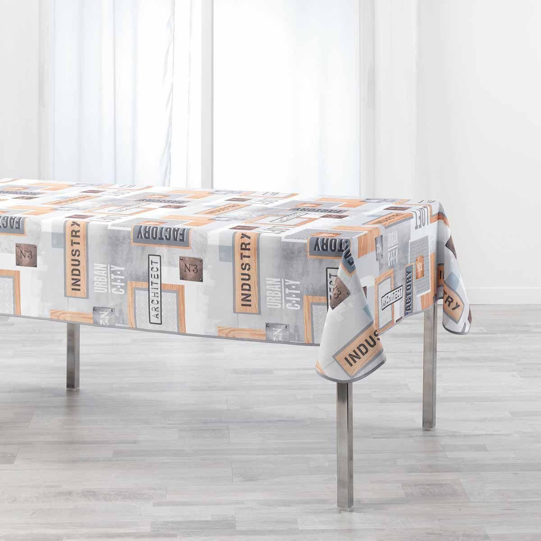 Douceur d'Intérieur Nappe Imprimée  Loft Urbain  150x240cm Gris