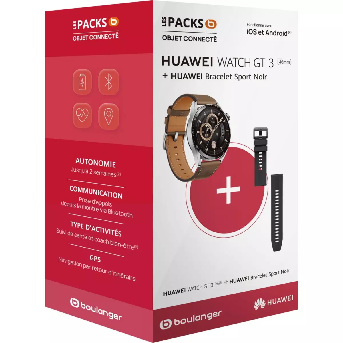 HUAWEI Montre connectée Pack Watch GT 3 Classic 46mm+Bracelet