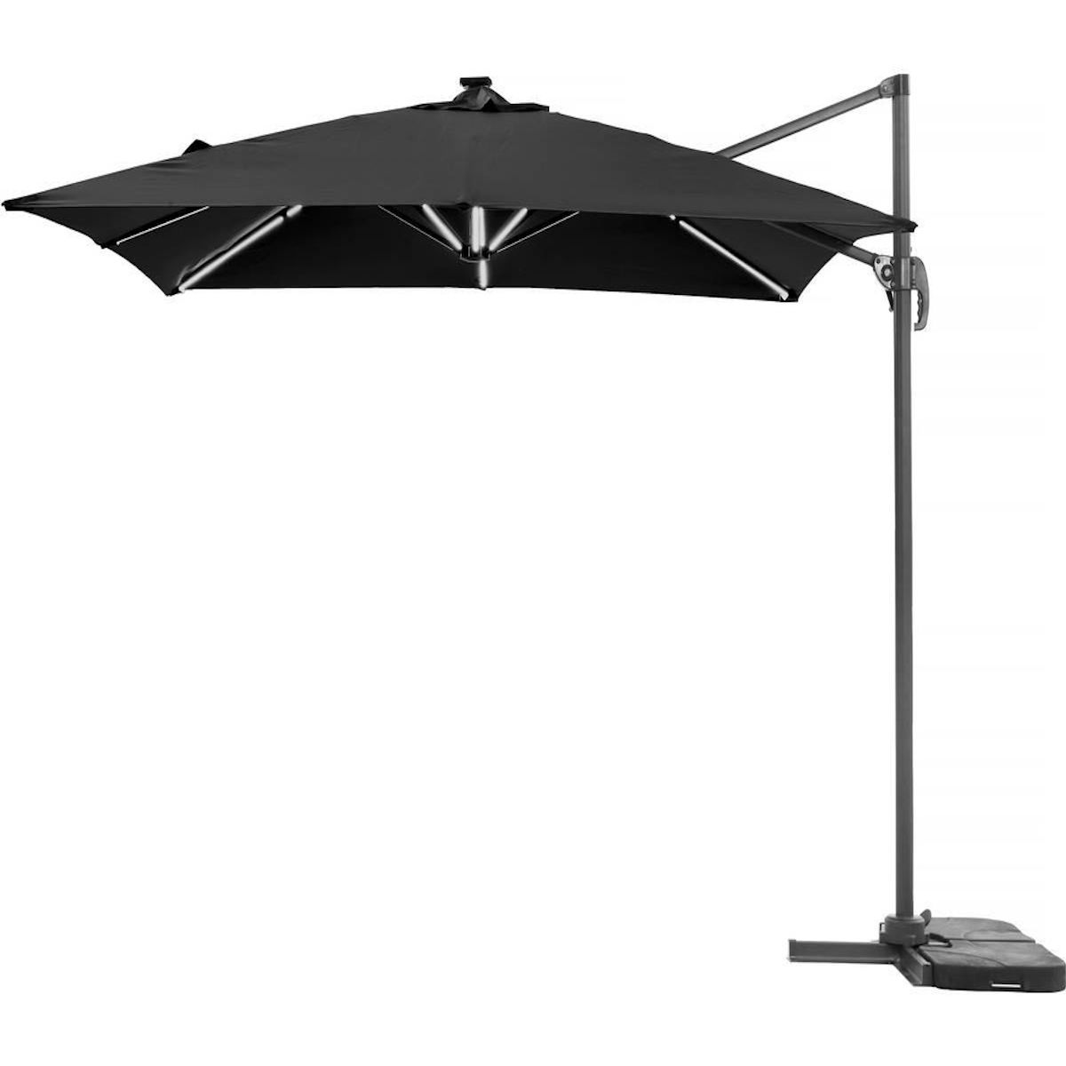 Habitat et Jardin Parasol déporté avec LED -  Sun 4 Luxe  - 3 x 4 m - Noir