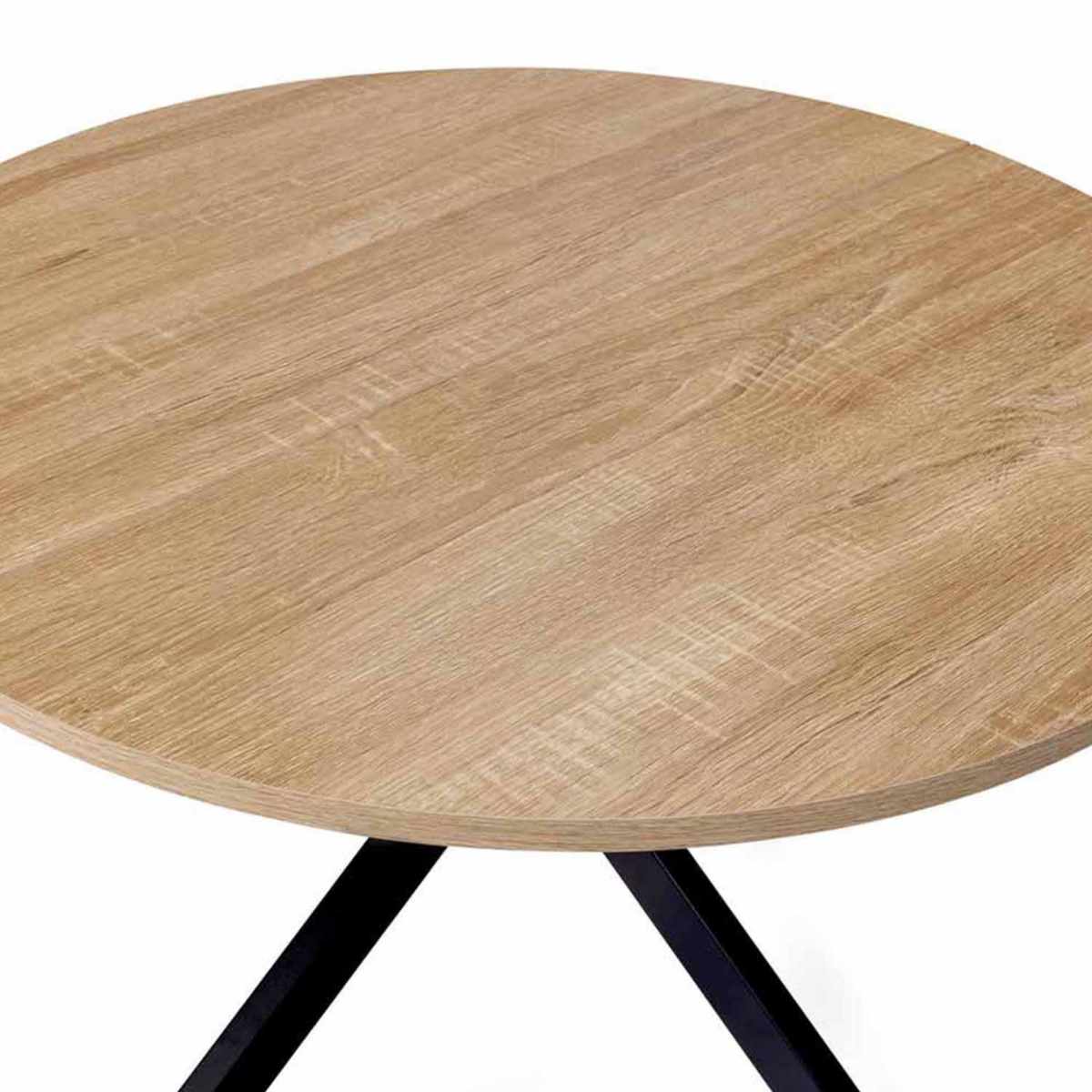 ID MARKET Table basse ronde ALIX pied araignée 70 cm bois et noir